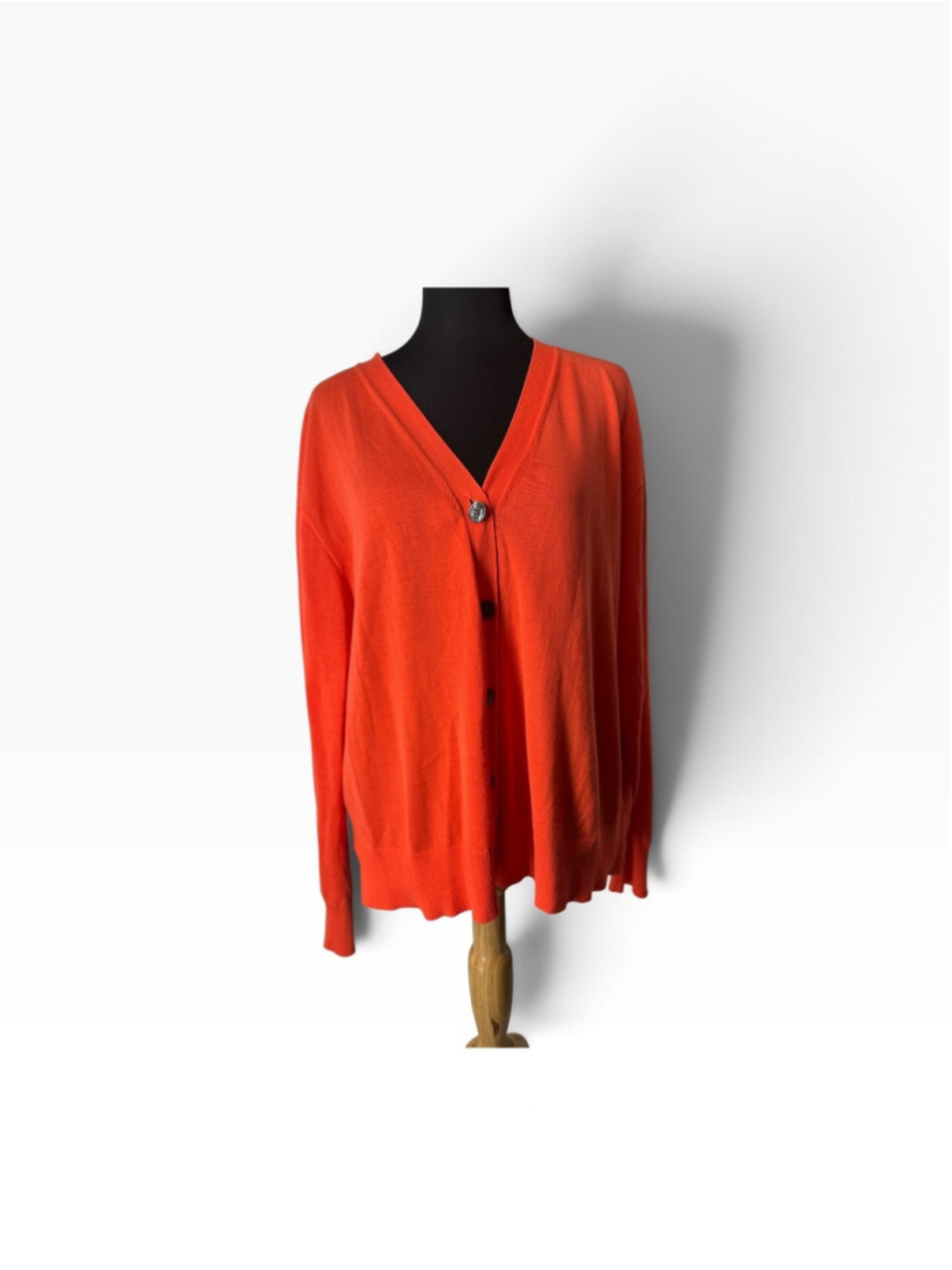 J.Crew Cardigan Sweater Orange V Neck Button Front Lightweight Knit fall sz M